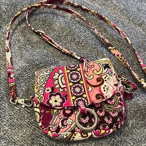 Vera Bradley Pink and Brown Floral Crossbody Bag converts wear in a belt